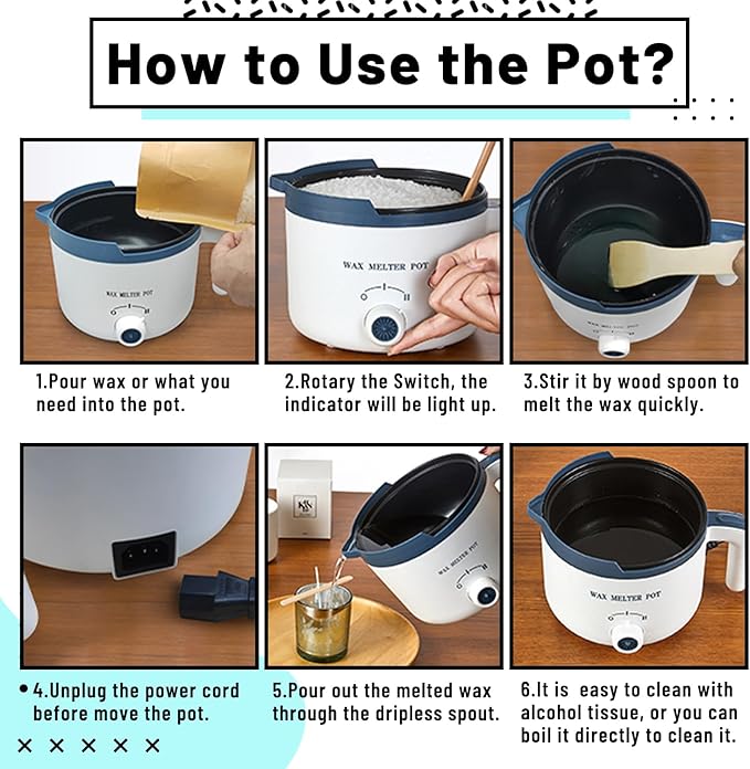 Ksedcon Wax Melting Pot for Candle Making, Electric Wax Melter with Pour Spout,Candle Making Supplies Includes Pouring Pot, Colors Dyes, Wicks, Thermometer