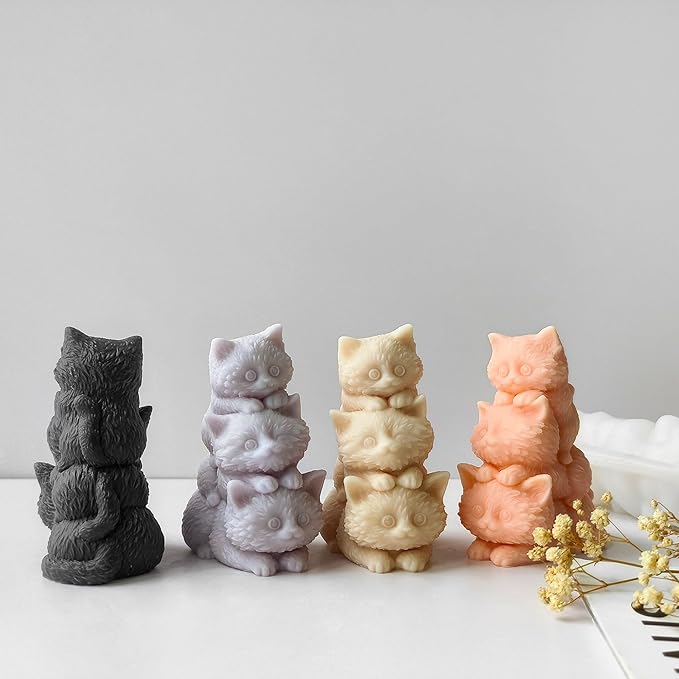 Animal Molds Cat Mold Cat Silicone Wave Spiral Candle Mold - Silicone Resin Casting Molds for Candle & Resin & Soap Craft Supplies