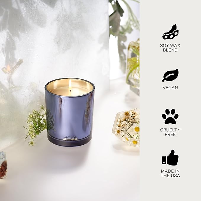 Apotheke Signature Scented Candles for Home, Cardamom Chestnut - 10.5 oz - Soy Wax, Non Toxic, Large Jar Blue - Luxury Candle Gifts for Women & Men - Vanilla & Woods