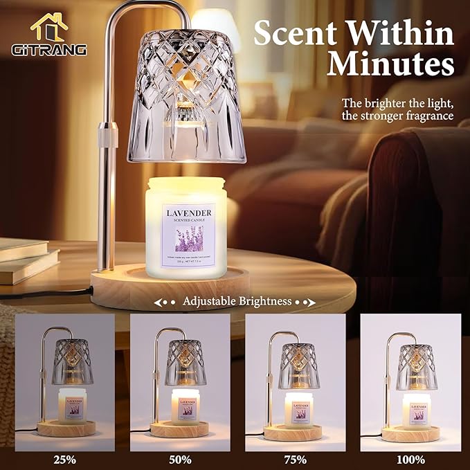 Candle Warming Lamp with Timer Dimmer,House Warming Gifts New Home Decor, Birthday Gifts for Women Mom,Height Adjustable Wax Melts Warmer for Jar Candles with 3 Bulbs Decor Lamp