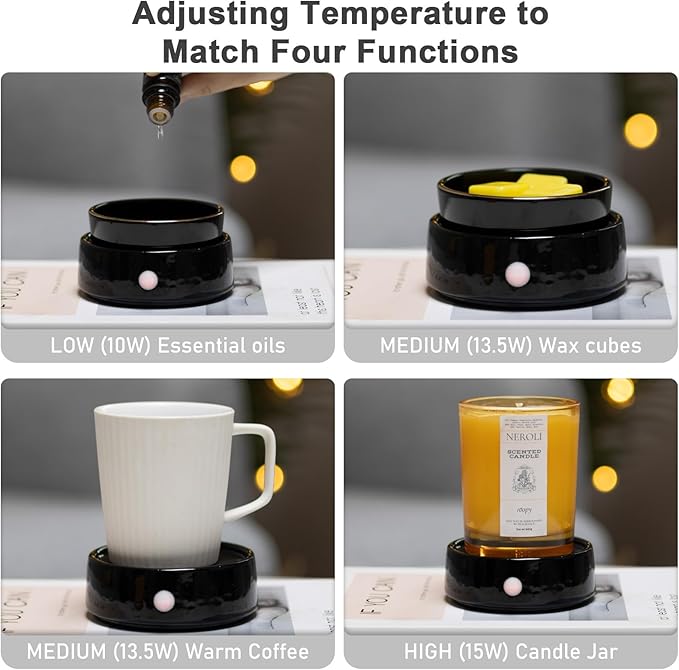 Candle Melt Warmer with Timer Auto Shut-Off Ceramic Electric Wax Burner Melter Timer Adjust Fragrance Intensity for Scented Wax Melts Candle Jars Essential Oils Home Office Gift Decor