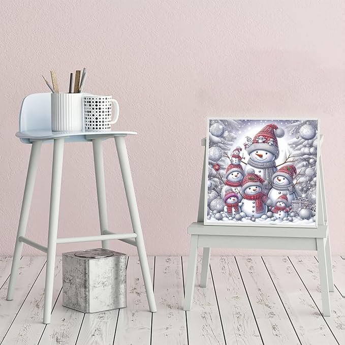 CZYWJMEI Christmas 5D Diamond Painting Kits for Adults Beginners,DIY Winter Family Snowman Diamond Art Kits,Full Round Drill Diamond Dot Gem Art Kits,Home Wall Decor 13.7x13.7nch