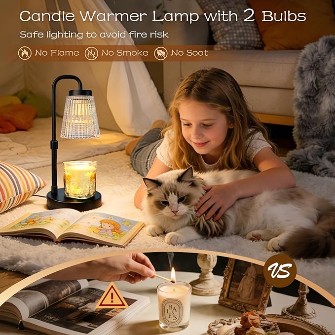 Banbanda Adjustable Candle Warmer Lamp with Timer: Birthday Valentine Galentine Gifts for Women for House Warming Gifts New Home Decor - Wax Melt Warmer for Jar Candles