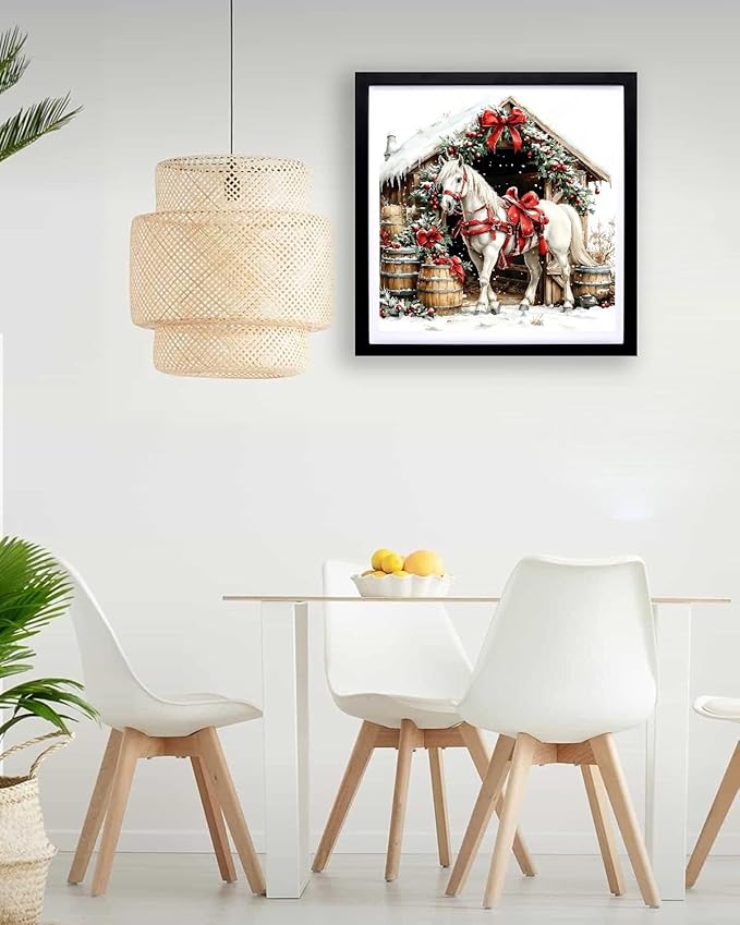 TCDZMYGS Christmas Paint by Numbers Kit for Adults Beginner,Christmas Horse Paint by Number Kits with Frame,DIY Acrylic Oil Painting by Numbers for Home Wall Decor 10 x 10 inch