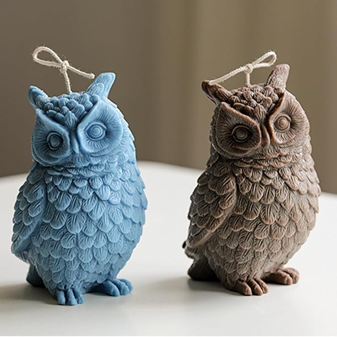 Large Owl Silicone Candle Mold, DIY 3D Animal Resin Casting Chocolate Mold Clay Soap Mould for Plaster Candle Making Home Decoration