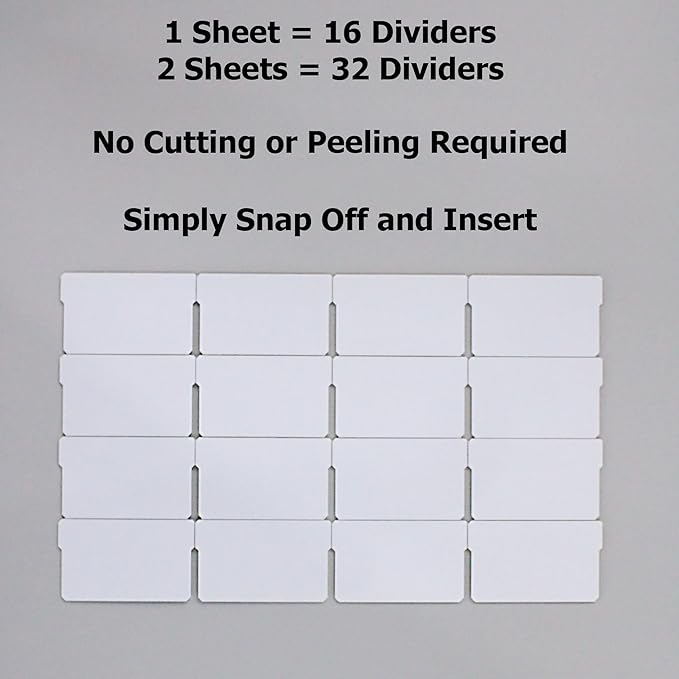 (32-Pack) Small Drawer Dividers compatible with Craft Cabinet and Hardware Storage Organizers, (Dividers Only) Made of High-Strength Fiberglass, Easy to Label