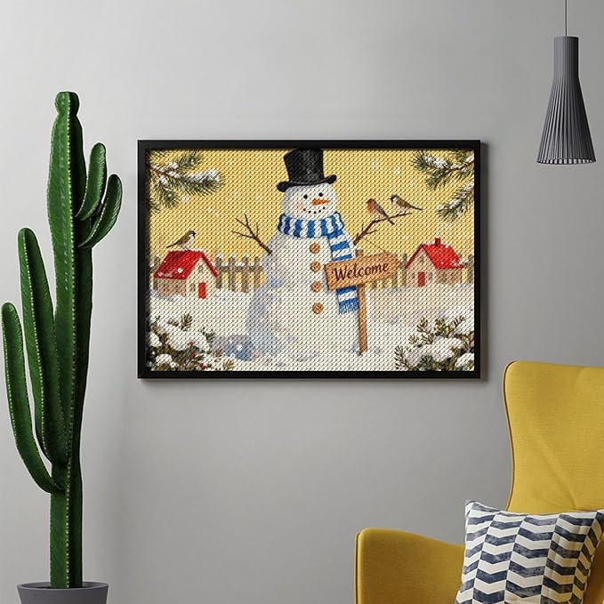 AIVKIEJK Diamond Painting Kits for Adults - Christmas Welcome Snowman Winter Christmas Painting DIY 5D Full Drill Diamond Dots Paintings with Diamonds Gem Art and Crafts Home Decor 8"x12"