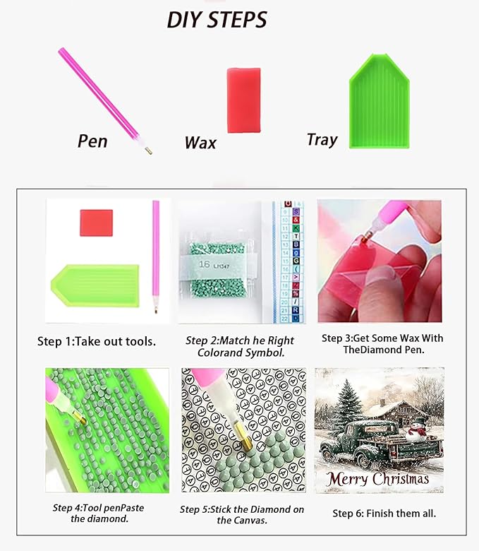 APTDYIGL 5D Christmas Diamond Painting Kits for Adults Beginner,DIY Snowman Truck Diamond Art Kits for Adults,Round Full Drill Diamond Dots with Gem Art Kits,Home Wall Decor 13.7X13.7inch