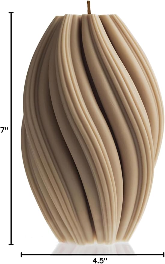 LAWA Swirl Candle - Large Beautiful Handmade Pillar Scented Soy Wax Twirl Elegant Bubble Aesthetic Candle Housewarming Gift Home Room Shelf Decor Idea Spiral Sandstone (Large)