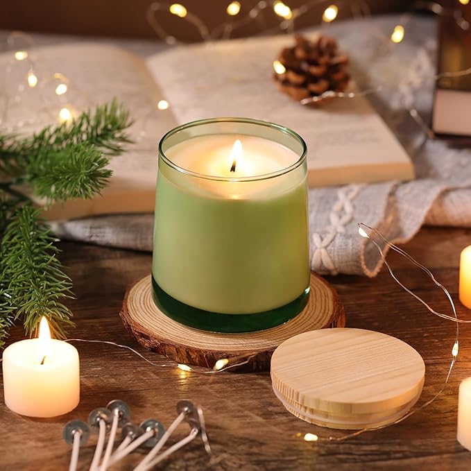 DARJEN 12 Pack Green Candle Jars for Making Candles- 9 OZ Empty Glass Candle Making Jars with Making Kits, Candle Making Supplies Candle Containers for Home DIY & GIFS