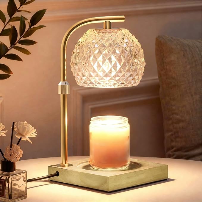 Mocalido Candle Warmer Lamp with Timer, Dimmable Electric Candles Warmer Adjustable Height, Top Candle Melter Lamp for Scented Jar Candles, Clear, Gifts for Mom Women