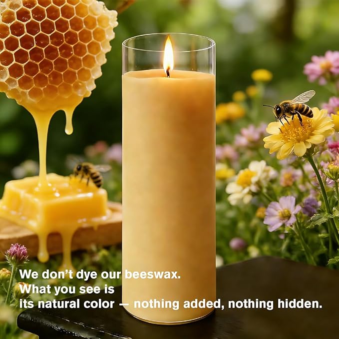 Pure Beeswax Prayer Candles 7 Day Devotional Candles in Glass-1Pack with 120 Hours Long Burn Time, Honey Fragrance Religious Candles Catholic for Memorials, Vigil, Church