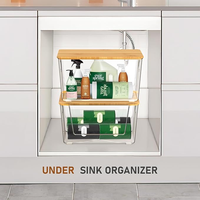 IDEATECH Kitchen Organizers and Storage, Stackable Kitchen Counter Organizers for Onion, Potato, Fruit, Produce, Vegetable ( 2+ 2Set)