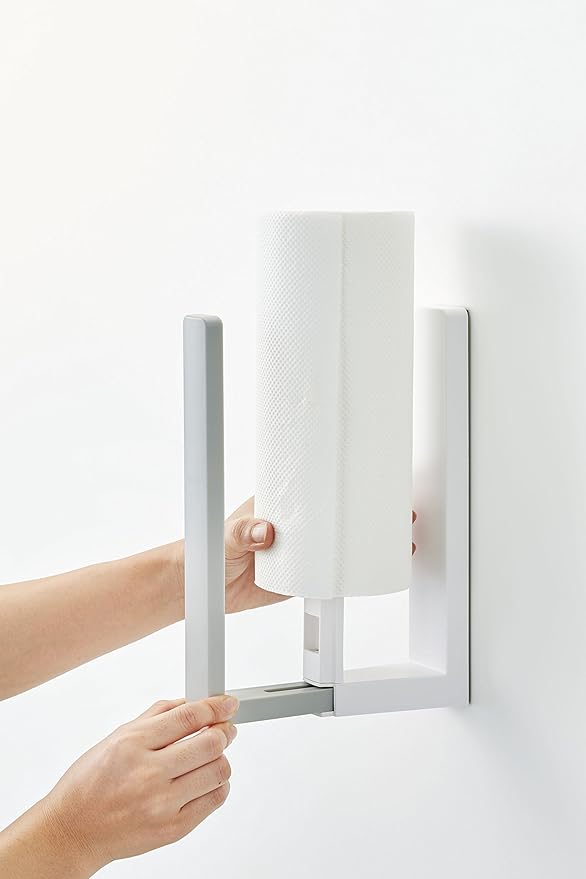 Yamazaki Industries 3420 Magnetic Kitchen Paper Holder with Stopper, Plate, White