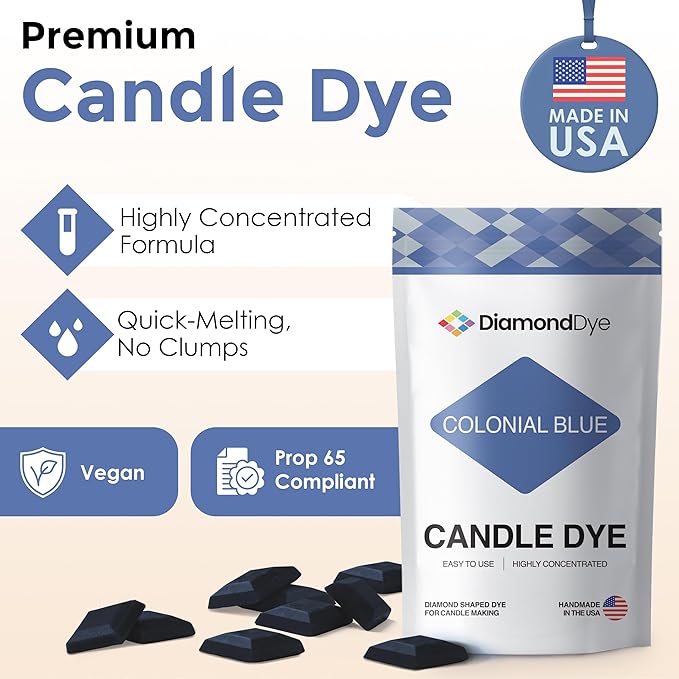 Colonial Blue Candle Dye - Made in The USA - Premium Colorants - Highly Concentrated - Popular Colors for Paraffin or Soy Wax - Great for Professionals or Hobbyist - 10 Dye Chips