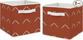 Sweet Jojo Designs Boho Arrow Foldable Fabric Storage Cube Bins Boxes Organizer Toys Baby Kids - Set of 2 - Ivory Burnt Orange Rust Farmhouse Southwest Shabby Chic Bohemian Diamond Tuft Collection