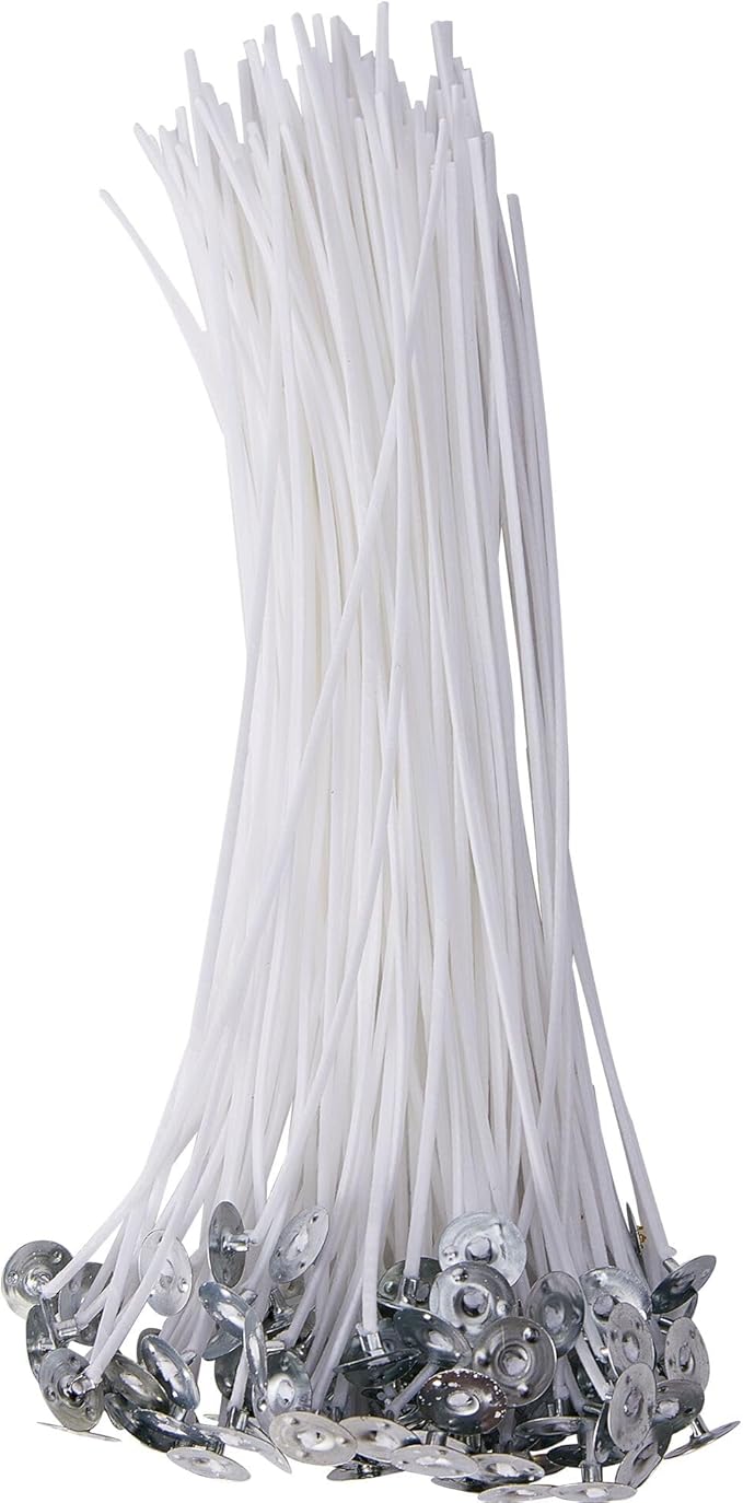 Candle Making Kit with 100 Cotton Wicks 8 inch, 100 Wick Stickers, 2Metal Holders