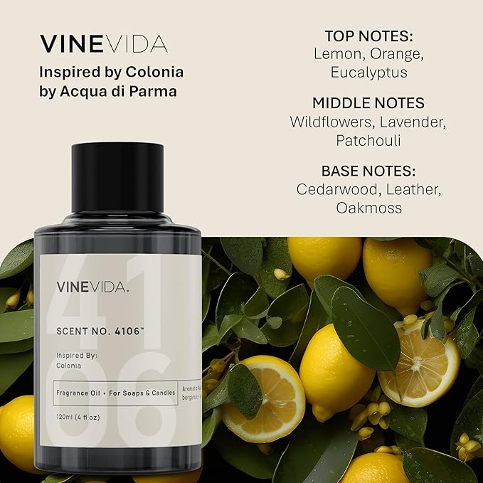 VINEVIDA [120mL] Colonia Fragrance Oil for Candle Making - Natural Candle Oil Scents - Soap Making Essential Oil - Made in USA