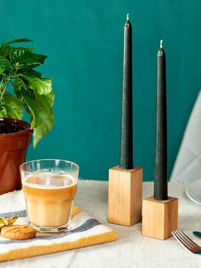 CANDWAX 10 inch Taper Black Candles Set of 4 — Dripless Tall Unscented Black Tapered Candle Sticks — Perfect for Household Decor, Dinner Centerpiece or Halloween Décor