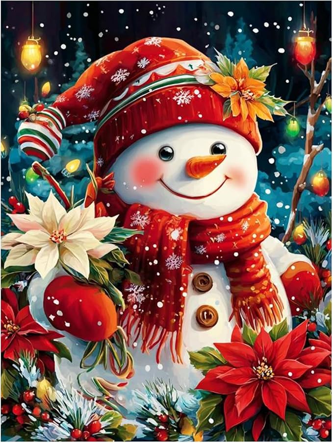 XTCIXAL Christmas Diamond Art Kits for Adults, Snowman Diamond Painting Kit, DIY Beginners Gem Art Suitable for Gifts and Home Wall Decor - 12x16 Inch