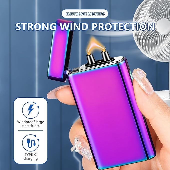 SKRFIRE Plasma Lighter Arc Lighters USB Rechargeable Lighter Windproof Electric Lighters with Multi-Mode Flashlight, Digital Battery Display, Perfect for Camping, BBQ & Outdoor Survival（Color）