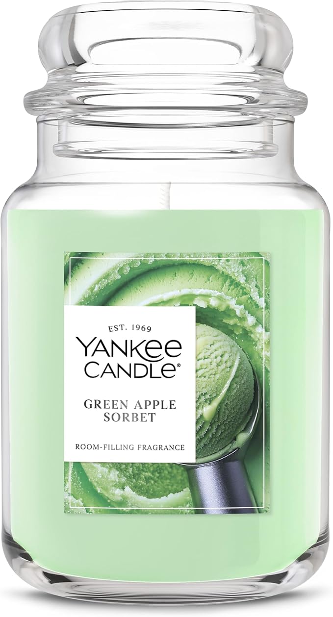 Yankee Candle Green Apple Sorbet Scented Candle, 22oz Large Jar with up to 150 Hour Burn Time, Giftable