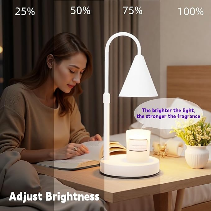 KING SHA Height Adjustable Candle Warmer Lamp with Timer and Dimmer Compatible with Universal Sizes of jar Candles,Wax melt Warmer for Mother's Day, Housewarming, Birthday Gifts,White