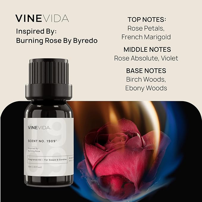 VINEVIDA [0.33 Oz] Inspired by: Burning Rose; Fragrance Oil for Candle Making and Soap Making - Premium Candle Scents for Soy Candles