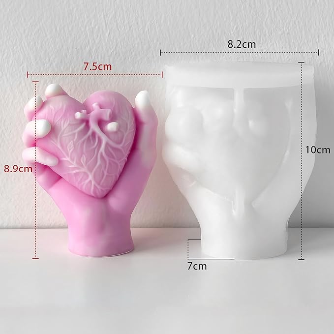 Hand Heart Cylinder Candle & Resin Mold - Resin Casting Silicone Molds for Home Decor & Candle Making Wave Spiral Mold