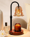Small Candle Warmer Lamp with Timer, Adjustable Flower Lamp Warmer for Jar Candles, Unique Women Gifts for Birthday, Dimmable Candle Heater, Cute Wax Warming Light with Wood Base