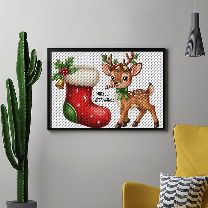 AIVKIEJK Diamond Painting Kits for Adults - Deer Sugar Bell Holiday Christmas Painting DIY 5D Full Drill Diamond Dots Paintings with Diamonds Gem Art and Crafts Home Decor 8"x12"