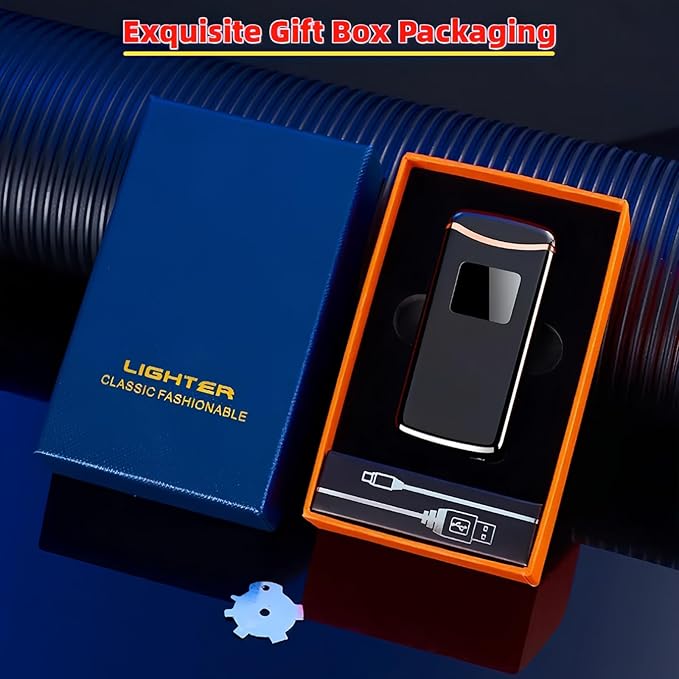 Smart Butane Lighter, Voice-Activated Sensor Torch Lighter with 4 Ignition Modes, Windproof Red Flame Refillable Lighters (Without Fuel) (Black Ice)