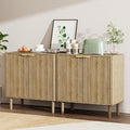 Sideboard Buffet Cabinet with Storage, Modern Fluted Accent Credenza with Doors & Adjustable Shelves, Wood Coffee Bar Console Table for Living Room, Dining Room, Kitchen or Entryway 31.5"(2pcs)Oak