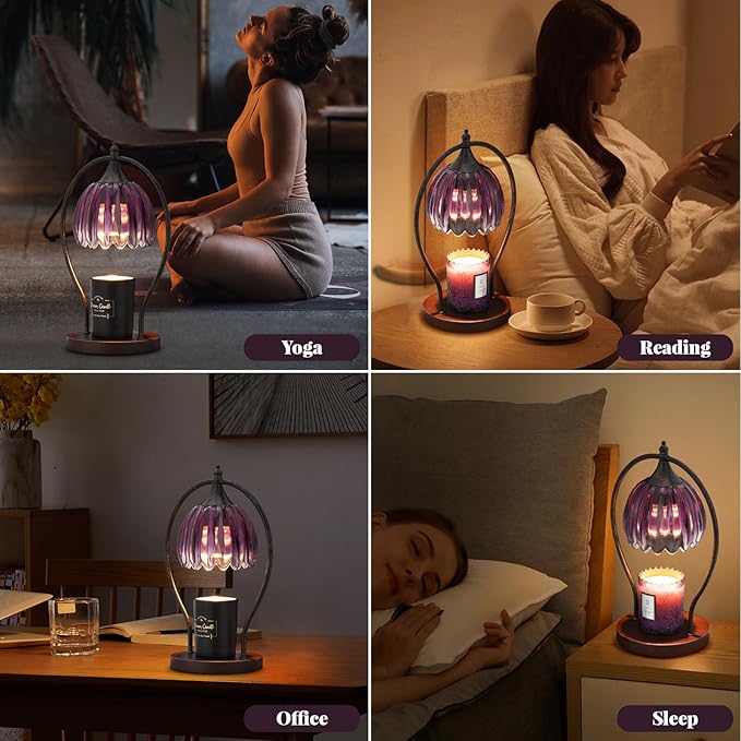 GOODBUY Candle Warmer Lamp, Dimmable Candle Warmer with Timer, Vintage Candles Wax Warmers for Jar Candles Birthday Gifts for Women, Mom, Home Decor for Bedroom Living Room, Purple Black