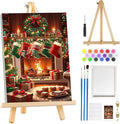 MOGTAA Christmas Paint by Numbers Kit for Adults Beginners with Frame, Christmas Socks Adult Paint by Number Kits on Canvas with Easel, Easy DIY Oil Painting Kits for Home Decor, 8x12in