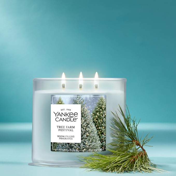 Yankee Candle Tree Farm Festival, Scented Candle, 14.5oz 3-Wick Candle Jar with up to 40 Hours Burn Time