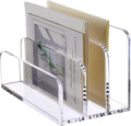 SANRUI 3 Compartments Mail Organizer Letter Holder for Desk ,Vertical Letter Holder,File Sorter Acrylic Desk Organizer Office Supplies,Clear