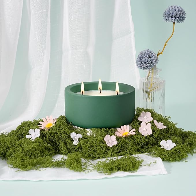 Viyffo 3 Wick 20oz Large Green Scented Candle – Pine & Cinnamon, Non Toxic Soy Candle for Women & Men, Matte Ceramic Jar, Perfect Luxury Home Fragrance, Elegant Décor & Premium Gift