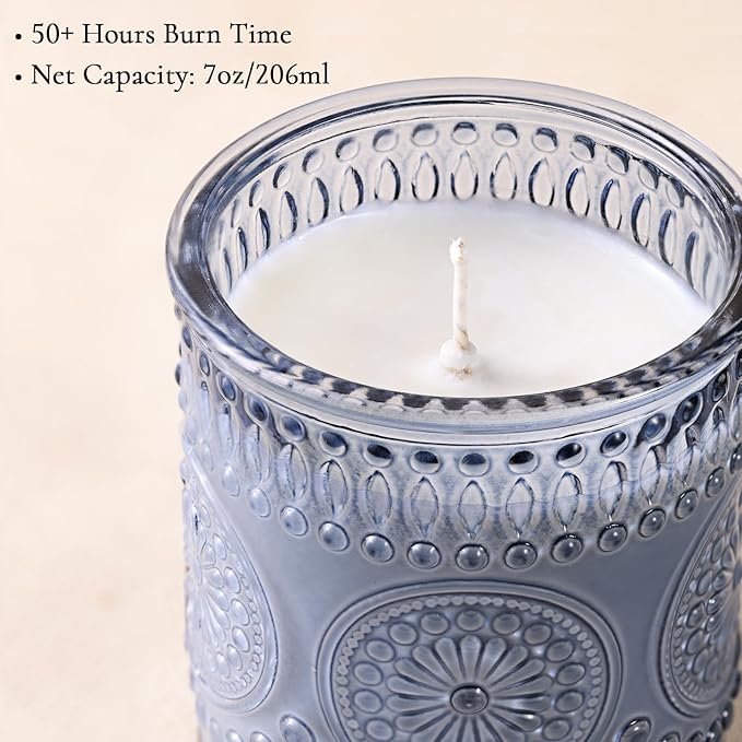 8oz Blue Glass Candle Jars with Lids for Making Candles Set of 10, Empty Candle Containers, Candle Making Supplies for Candle DIY, Candle Vessels Candle Making Kit, Blue Decor