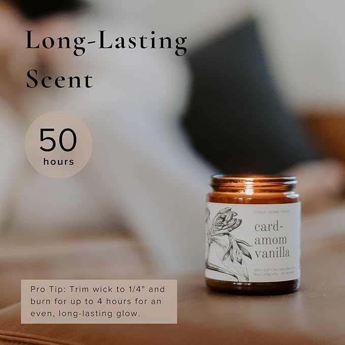 Broken Top - Cardamom Vanilla | 9 oz. Tonka, Cedar & Spices. Pure Soy Wax Candle. 50-Hour Burn Time. Natural Cotton Wick, Vegan, No Parabens, No Phthalates