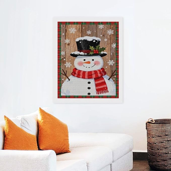 AIVKIEJK Diamond Painting Kits for Adults - Festive Snowman Red Scarf Painting DIY 5D Full Drill Diamond Dots Paintings with Diamonds Gem Art and Crafts Home Decor 16"x20"