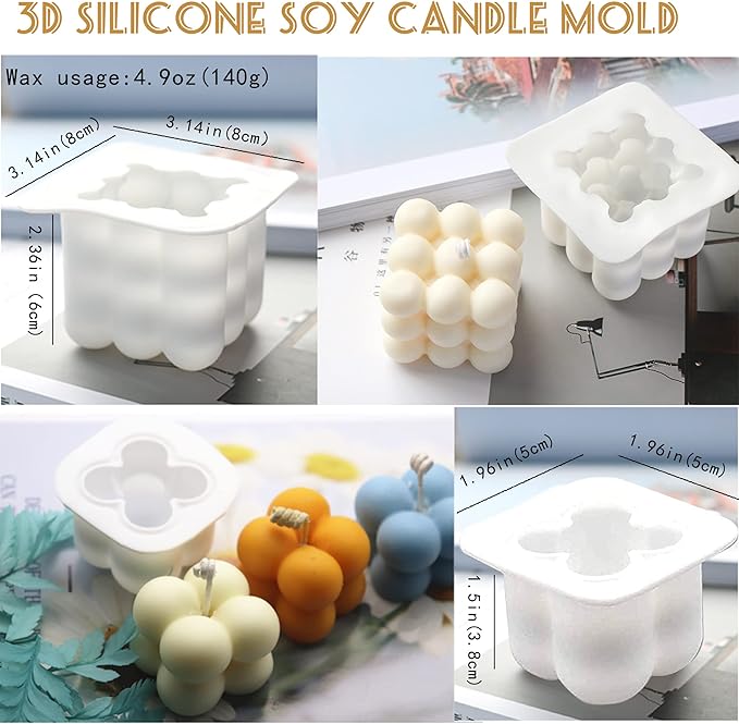 HOWFIELD Candle Making Kit for Adults & Beginners - 52oz All-in-One Set with 2 Reusable Molds, 100 Cotton Wicks, Tools for Soy, Paraffin & Beeswax Candles
