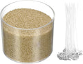 MECCANIXITY Pearled Sand Candles with 20 Pcs Wicks 7Oz / 200g Candle Beads Refillable Powder Sand Wax Making Kit for Thanksgiving Christmas Wedding Party DIY Home Crafts, Khaki