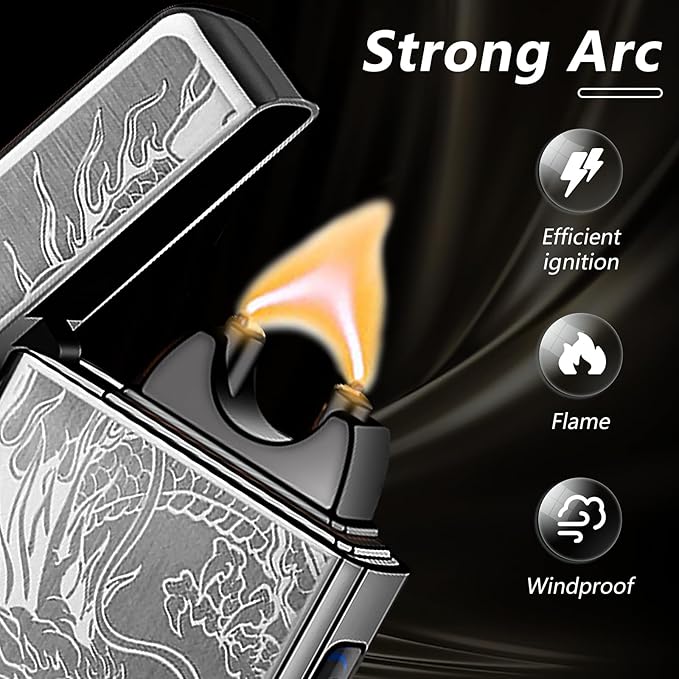 Dragon Lighter Electric Lighters Rechargeable Windproof Flameless Plasma Arc Lighter Luxury Metal Cool Lighters,lighters for Candle,Incense Stick