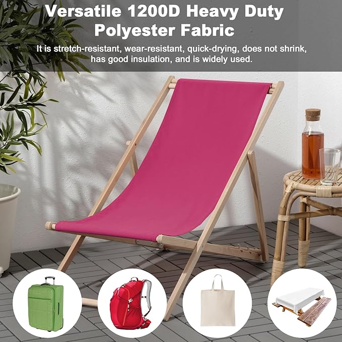 Thickened Waterproof Canvas Fabric by The Yard, 1200D 58" W Outdoor Upholstery Material Heavy Duty Fabric Water Resistant Sewing Material for Chair Patio Cushion Purse Bag, 1 Yard Hot Pink