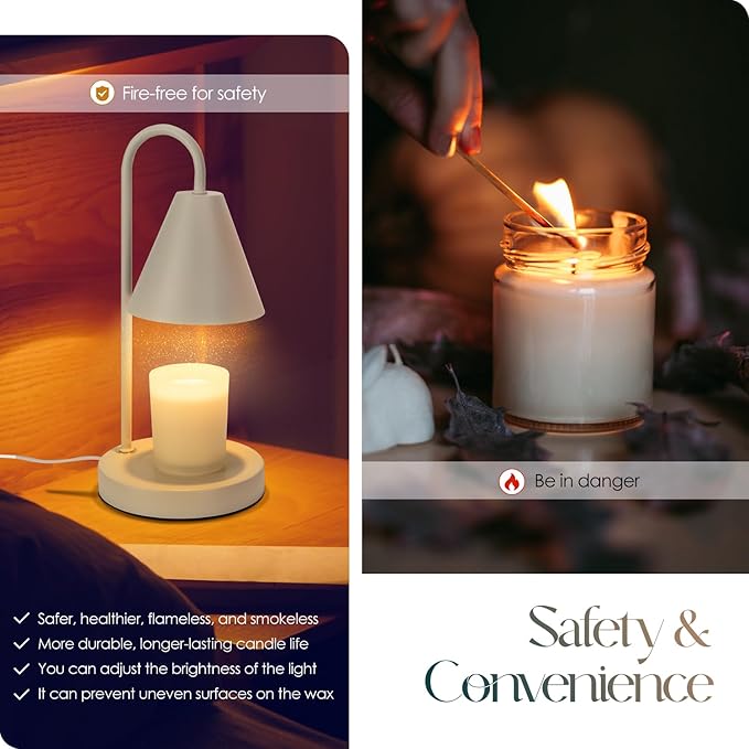 Aimoptg Candle Warmer Lamp,Electric Candle Warmer with Dimmable Light,Scented Wax Melter,No Smoke,Compatible with Various Jar,with 2 Light Bulbs,Home Decor-Milk Coffee