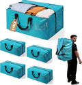 WORKPRO 4 Pack Extra Large Moving Bags with Zippers & Carrying Handles Backpack Straps, Heavy-Duty Storage Tote for Space Saving Moving Storage (Blue)