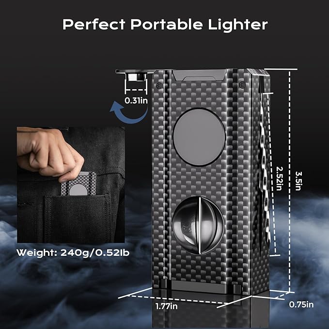 5-in-1 Torch Lighter with Tool, Punch, Holder, Draw Enhancer, Refillable Butane Torch Lighter, Multifunctional Accessories Gift, Windproof Triple Flame Lighters for Candles, Travel, Outdoor