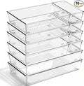 10 Pack Large Drawer Organizer Bins - Clear Plastic Bathroom Drawer Organizer Trays - Heavy Duty Kitchen Drawer Dividers for Utensils - Non-Slip Storage Bins for Makeup, Bedroom, Office Desk