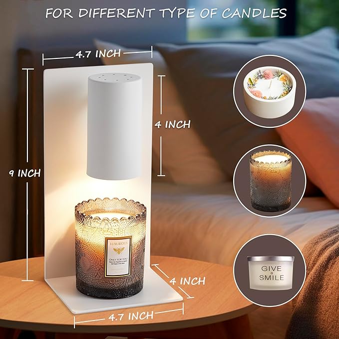 White L-Shape Candle Warmer Lamp with Timer Dimmable, New Home Decor for Bedroom, Office, Modern Living Room, Christmas Birthday New Year Gift for Women Man